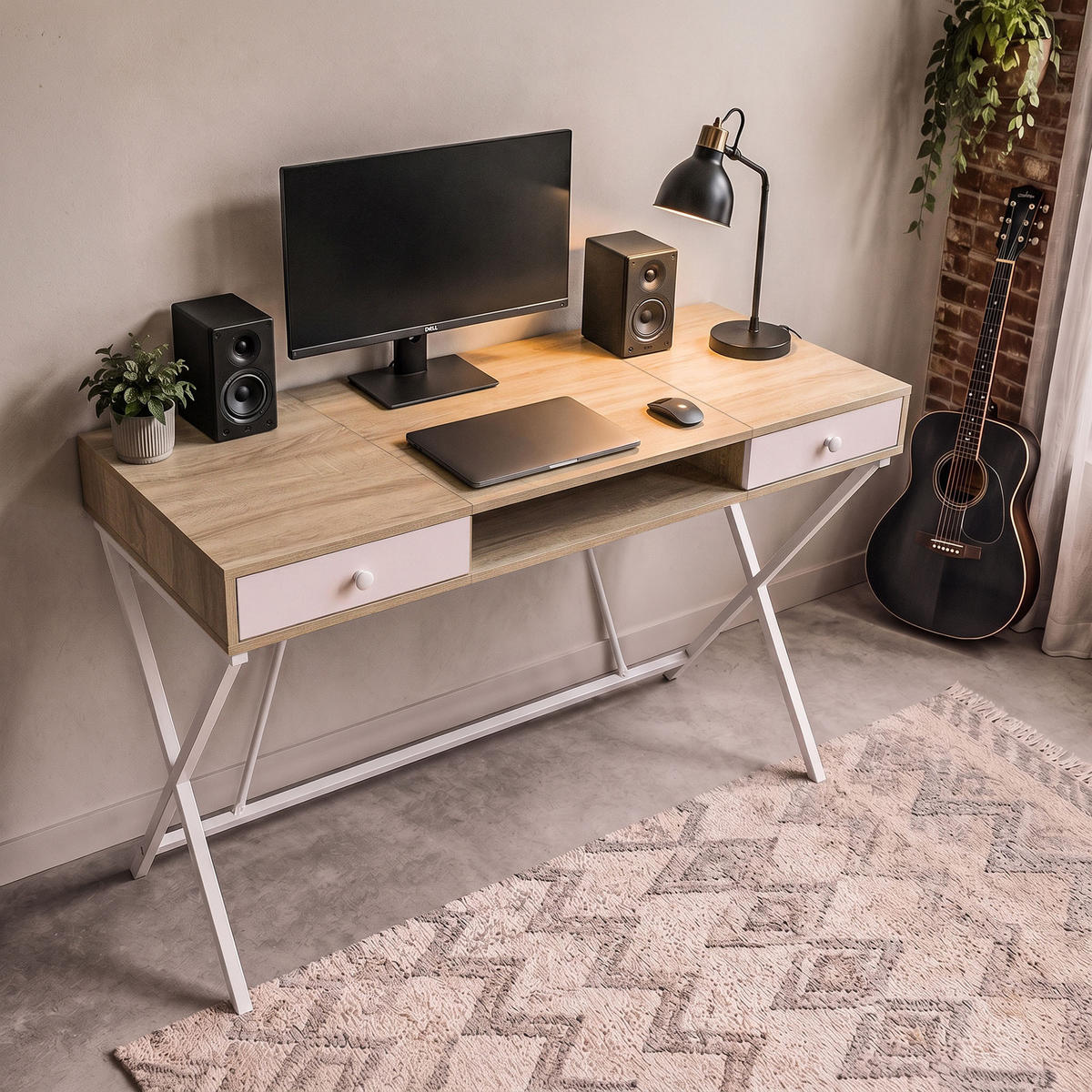 SCHREIBTISCH CROSSLINE 120 cm Eiche Sonoma - Weiß/Sonoma Eiche, Holzwerkstoff (50/120/80.5cm) - Akord