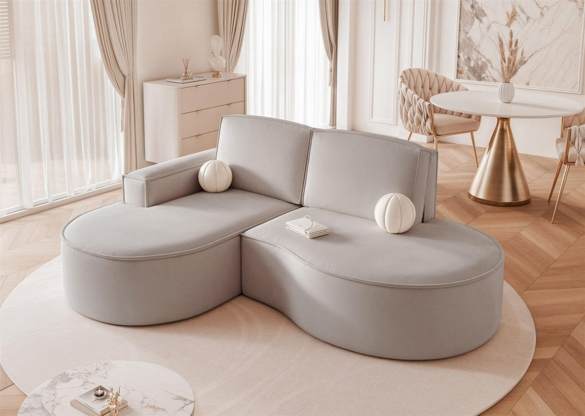 ECKSOFA Arlet In Stoff Riviera - Hellgrau, Holzwerkstoff/Textil (277/156cm) - Fun Möbel