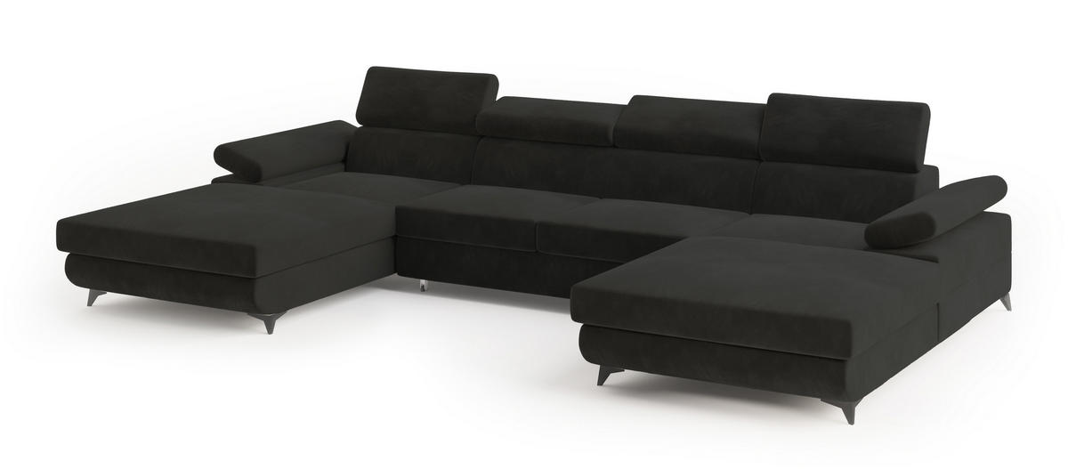 ROHOVÁ SEDAČKA DETTI černá - černá, kov/dřevo (339/190cm) - MASSENO