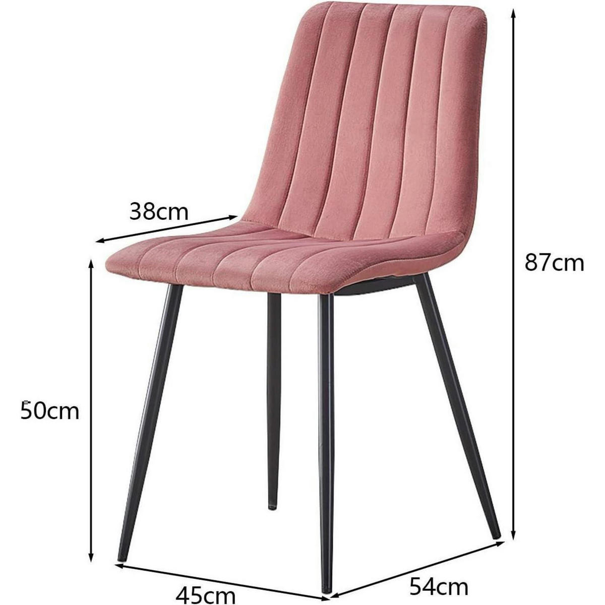 ESSZIMMERSTÜHLE 2-teiliges Set Samt Rosa - Rosa, Textil (45/87/54cm)