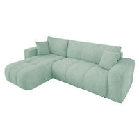 ECKSOFA Furyn Boucle - Schwarz/Mintgrün, Holzwerkstoff/Kunststoff (244/145cm) - MIRJAN24