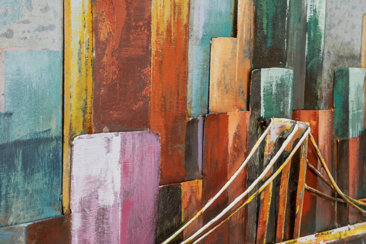 METALLBILD Bunt 140/50 cm - Multicolor, Metall (5/50cm) - KUNSTLOFT