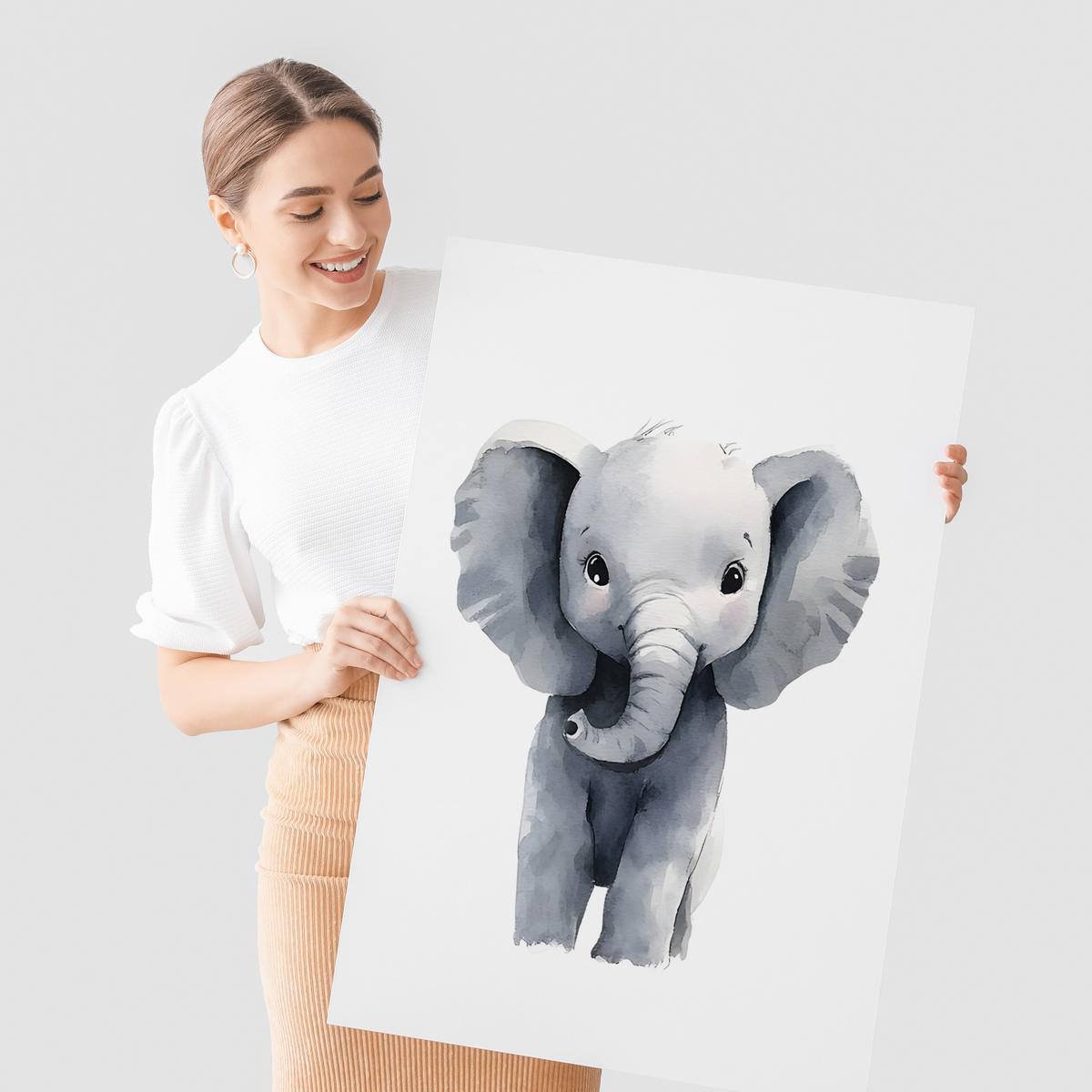 SADA PLAGÁTOV Do Detskej Izby DIVOKÉ ZVIERATÁ Lev Slon Žirafa 3x Plagát A4 21 x 30 cm - oranžová/žltá, papier (21/30/1cm) - Muralo