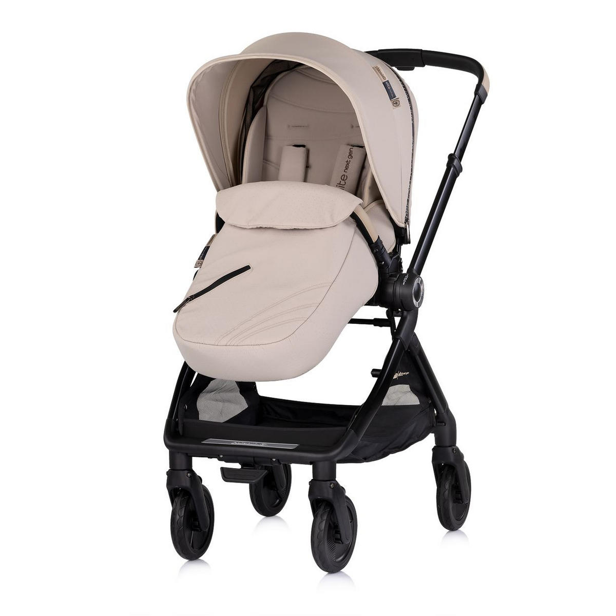 KINDERWAGEN Elite next GEN Tasche klappbar Fußsack Moskitonetz - Beige, Metall (69/49/112cm) - Chipolino