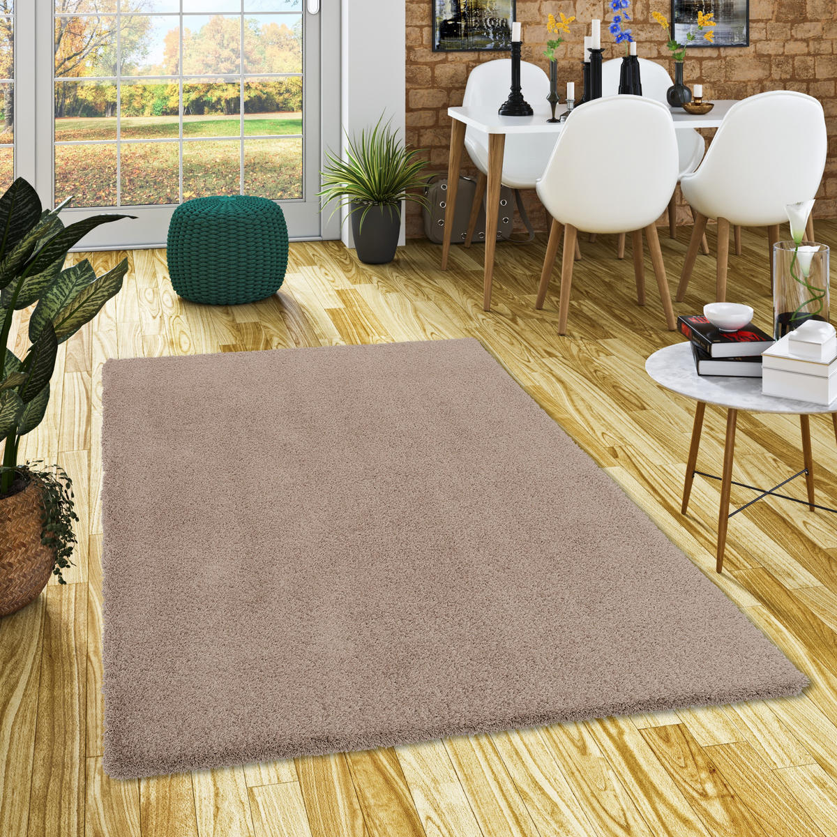 LUXUS HOCHFLOR LANGFLOR TEPPICH HARMONY - Taupe, Textil (80/320cm) - Snapstyle