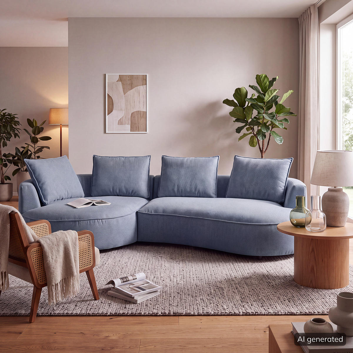 BIGSOFA - Blau, Kunststoff/Textil (322/82/154cm) - home24