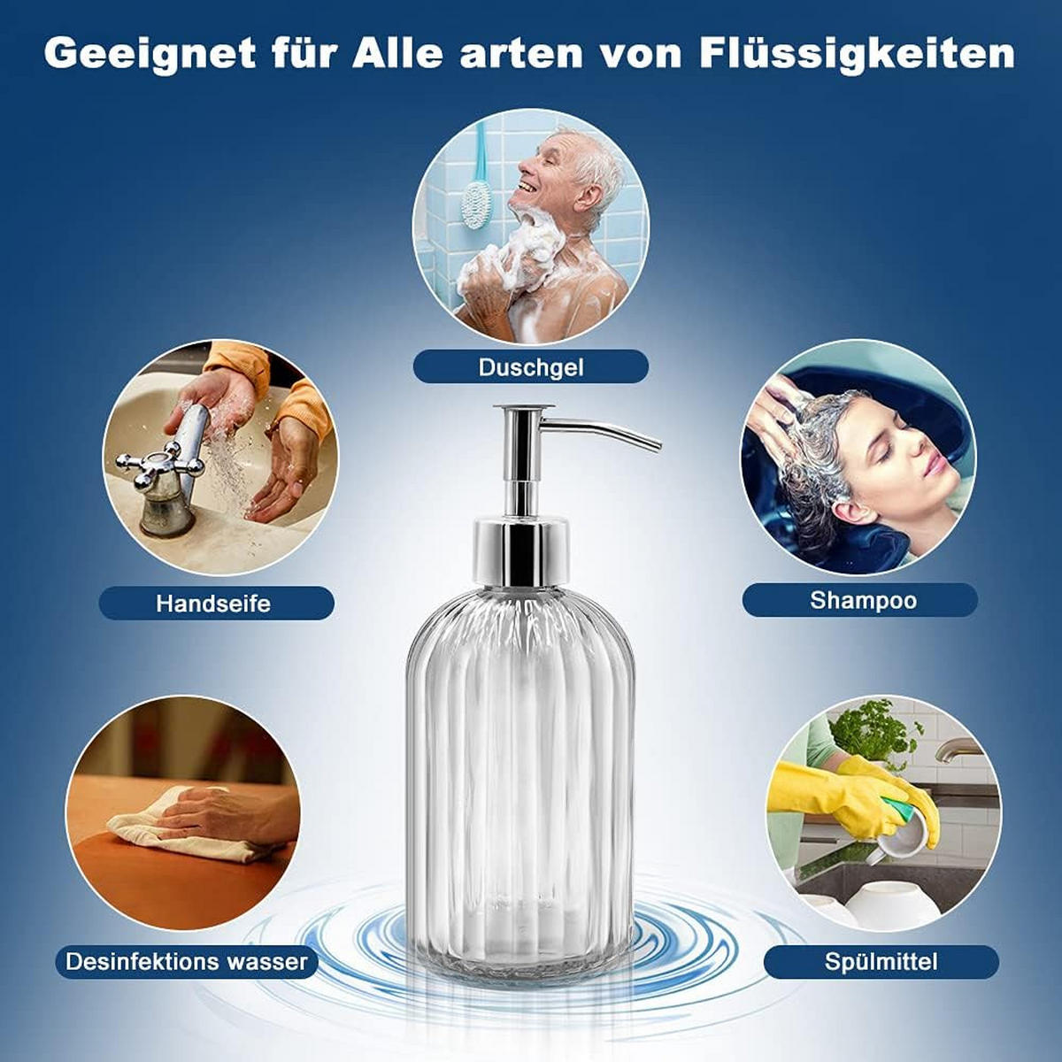 SEIFENSPENDER , 2er-Pack Seifenspenderflaschen mit Pumpe - Transparent, Glas (7.7/19/7.7cm) - BELZ