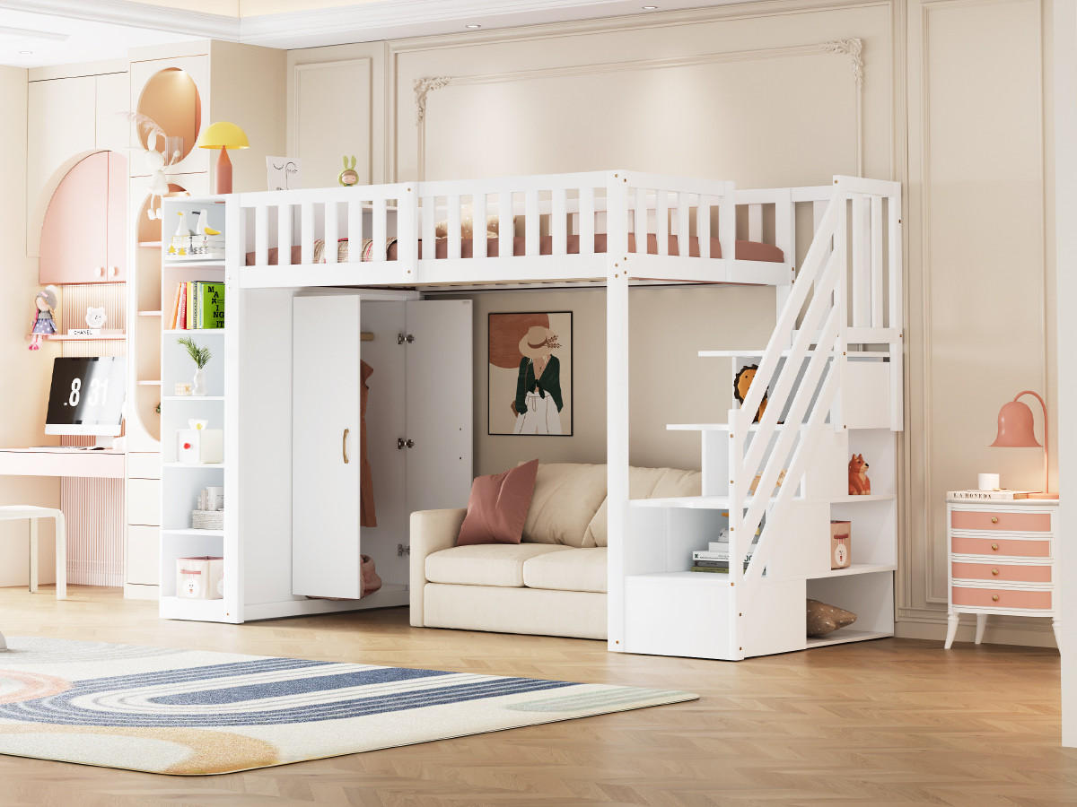 HOCHBETT 90x200 cm Schrank Regal weiß - Weiß, Holz (90/200cm) - LEBENLANG