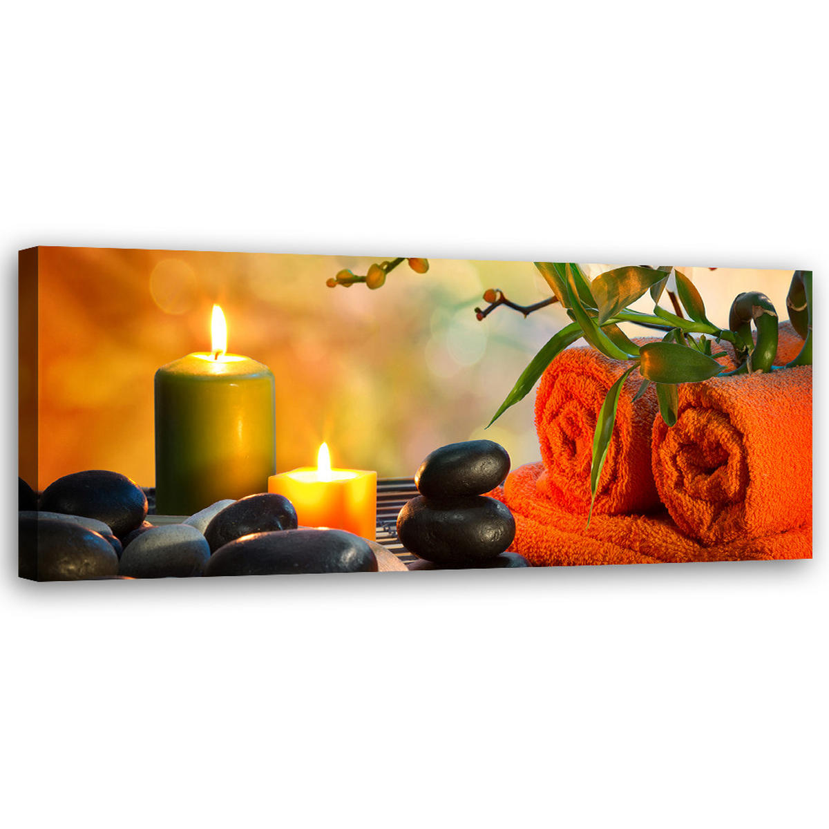 WANDBILD spa zen steine - Orange, Textil (90/30cm) - Feeby