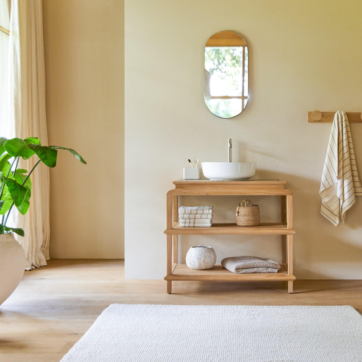 WASCHTISCHUNTERSCHRANK Achille Natur aus Teak - Naturfarben, Holz (94/80/55cm) - Tikamoon