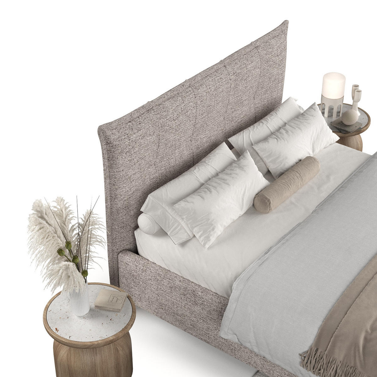 POLSTERBETT Plaza 120/200 cm Beige im Neve Stoff - Beige/Naturfarben, Holz/Holzwerkstoff (120/200cm) - AltaBeds