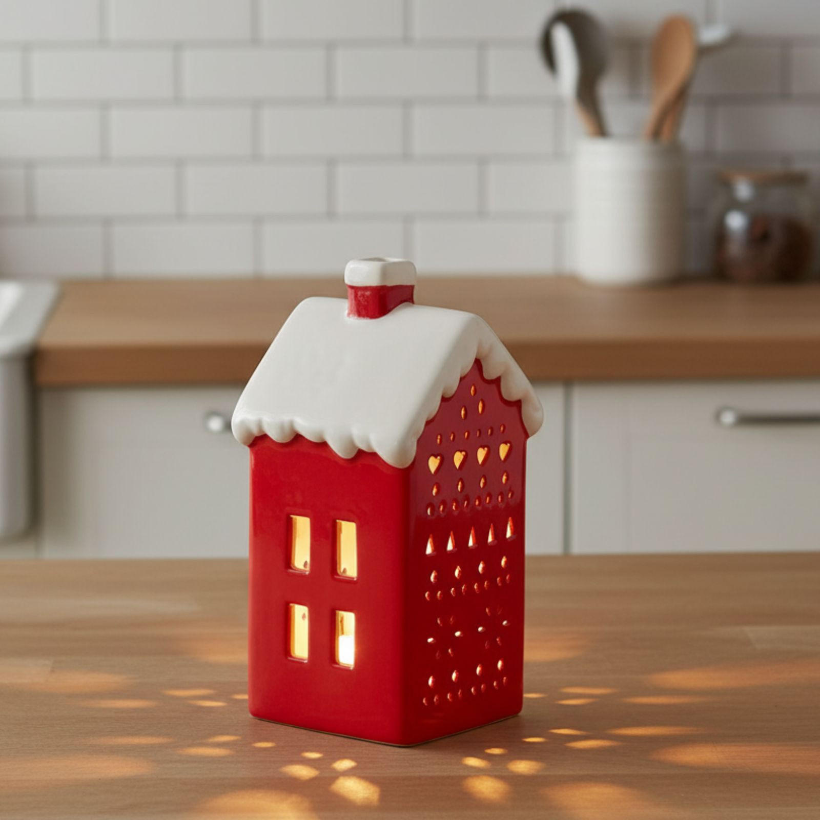 HAUSLAMPE LED 15 cm - Rot, Keramik (6/15/6cm) - Home Styling Collection