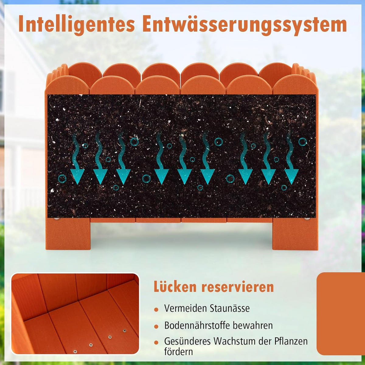 BLUMENKUBEL 2er-Set Orange - Orange, Kunststoff (30cm) - COSTWAY