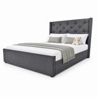 POLSTERBETT 140/200 mit Bettkasten und Matratze in Grau - Grau, Holzwerkstoff/Textil (140/200cm) - EVRYAE