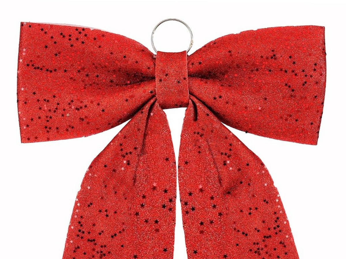 WEIHNACHTSSCHLEIFE rot mit Glitzer, 40 × 52 cm - Rot, Kunststoff (52cm) - LAALU