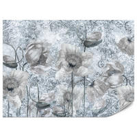 FOTOTAPETE für Wohnzimmer Grau Mohnblumen Beton Blumen Blätter 100x70 - Grau, Papier (100/70cm) - Muralo