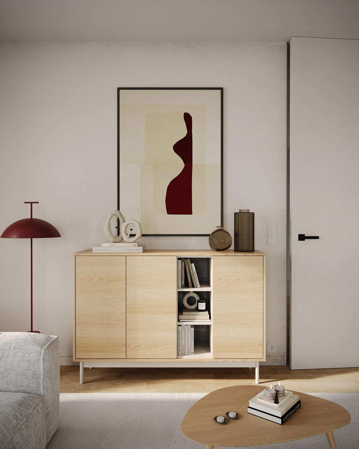 SIDEBOARD Layen Eichenholzoptik Kaschmirgrau 138 cm - Taupe/Beige, Holzwerkstoff/Metall (138/95/39cm) - Selsey