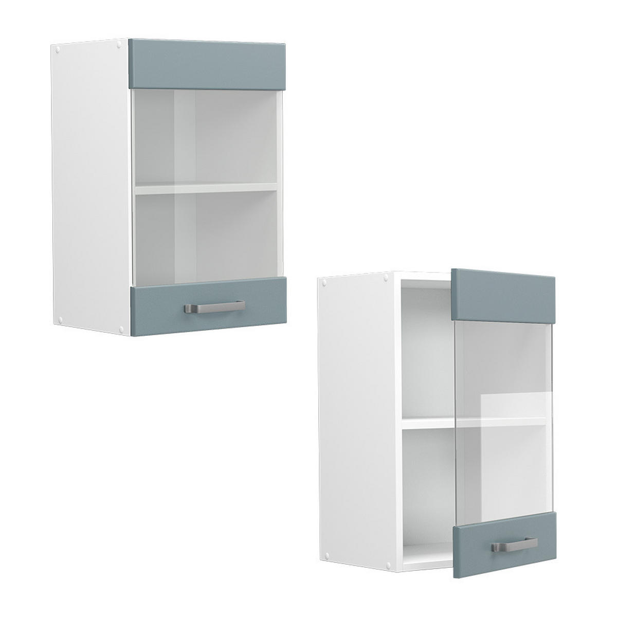 KÜCHENGLASSCHRANK R-Line Blau-Grau 40 cm - Blaugrau/Weiß, Holzwerkstoff (40/60/31cm) - Vicco