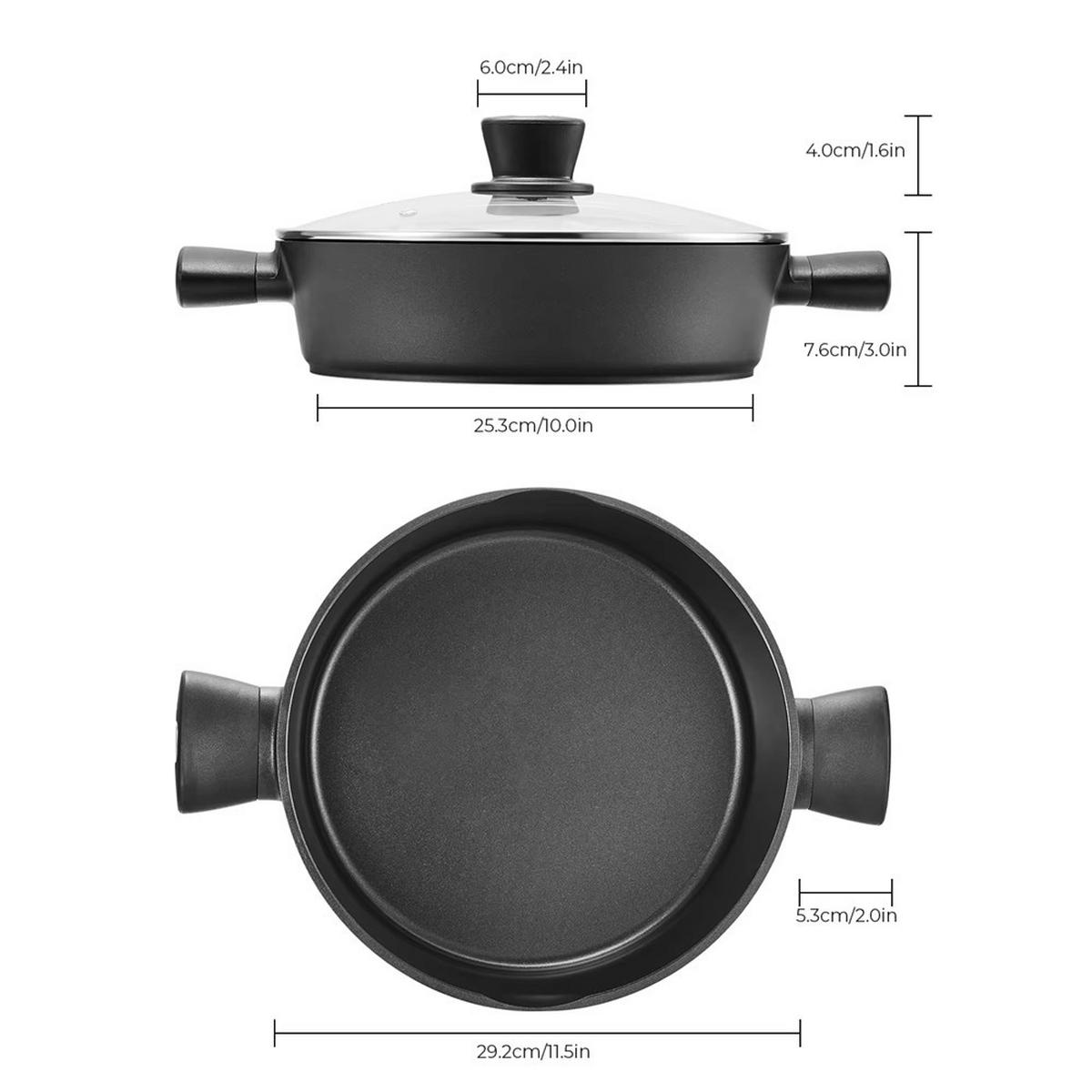 BRATPFANNE 28CM Induktion Antihaft Mit Deckel 3,8L - Schwarz, Metall (25.3/40/11.6cm) - Kaket