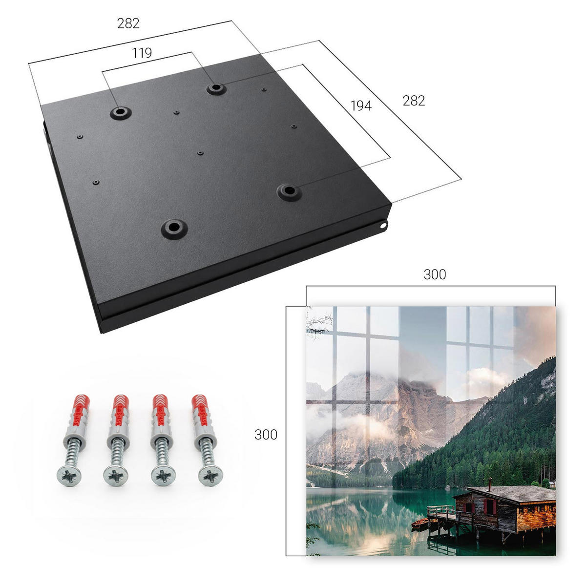SCHLÜSSELBOX Schwarz 30x30 cm- Türöffnung nach rechts - Bergzauber - Grün, Metall (30/30/5cm) - TULUP