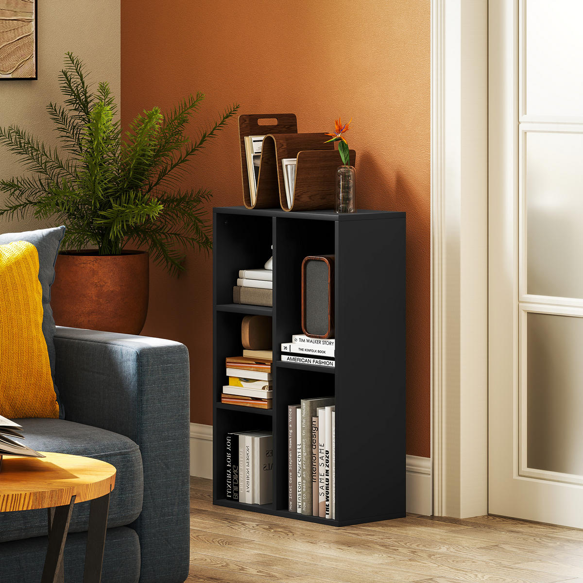 BÜCHERREGAL 50/24/80 cm schwarz - Brombeere, Karton (50/80/24cm)