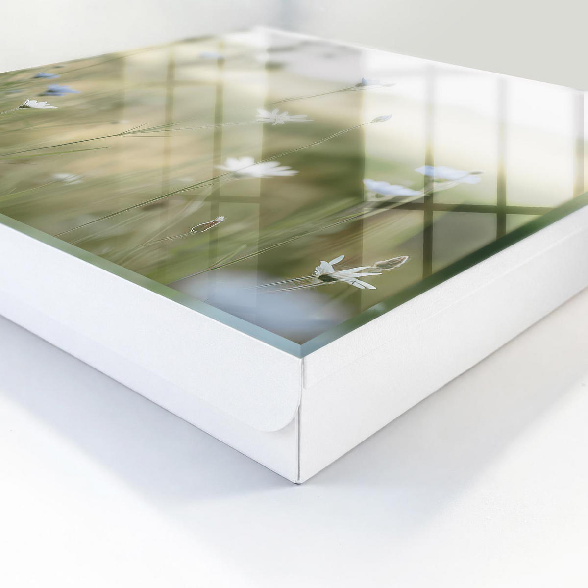SCHLÜSSELBOX Weiß 30x30 cm – Türöffnung nach rechts - Zarte Blüten - Beige, Metall (30/30/5cm) - TULUP