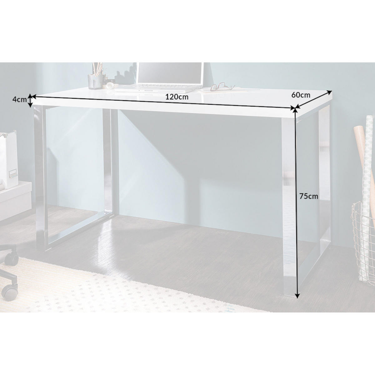 SCHREIBTISCH WHITE DESK Weiß 120 cm - Weiß, Holz (60/120/75cm) - riess-ambiente