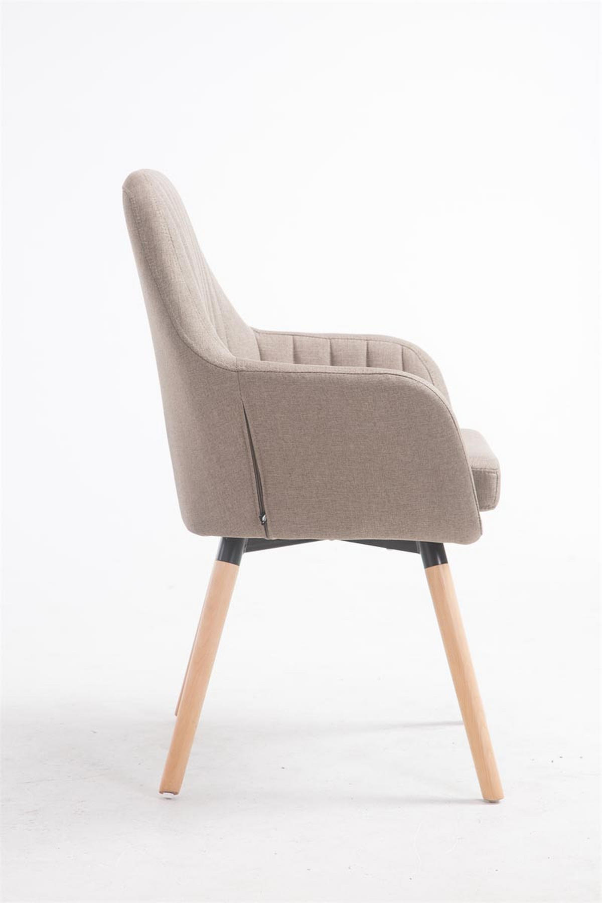 ARMLEHNENSTUHL Stoff taupe - Taupe/Eukalyptusholzfarben, Holz/Textil (67/93/58cm) - CLP