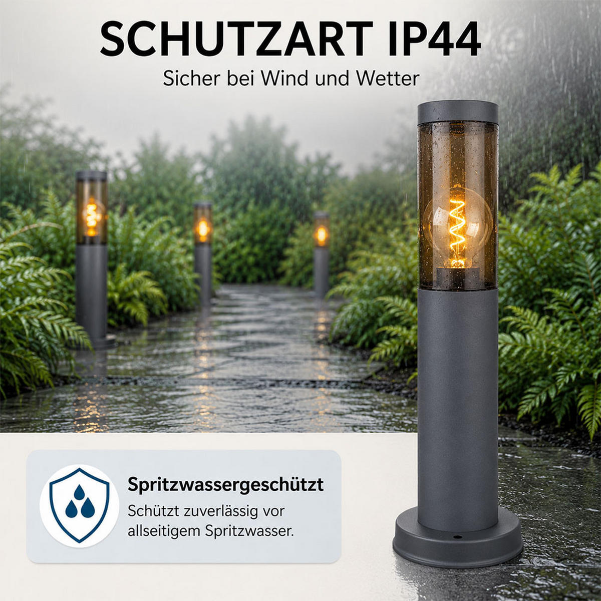 LED AUSSENLEUCHTE Grau Anthrazit - Grau, Kunststoff (12.7/12.7/45cm) - Globo Lighting