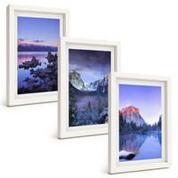 BILDER SET 3er Set - 20x30 cm Weißer Rahmen - Berglandschaften, Sonnenuntergang, Wasser - Weiß, Kunststoff (20/30cm) - TULUP