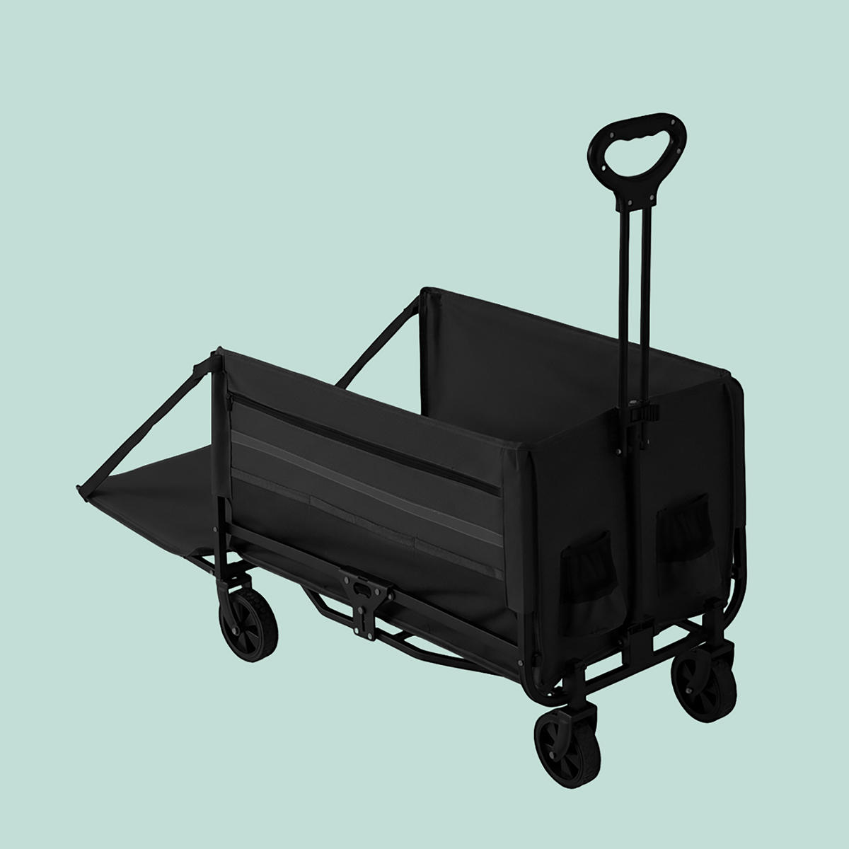 TRANSPORTVAGN Svart hopfällbar 120 l - Svart, Textil/Metall (50/97/76cm) - Relaxdays