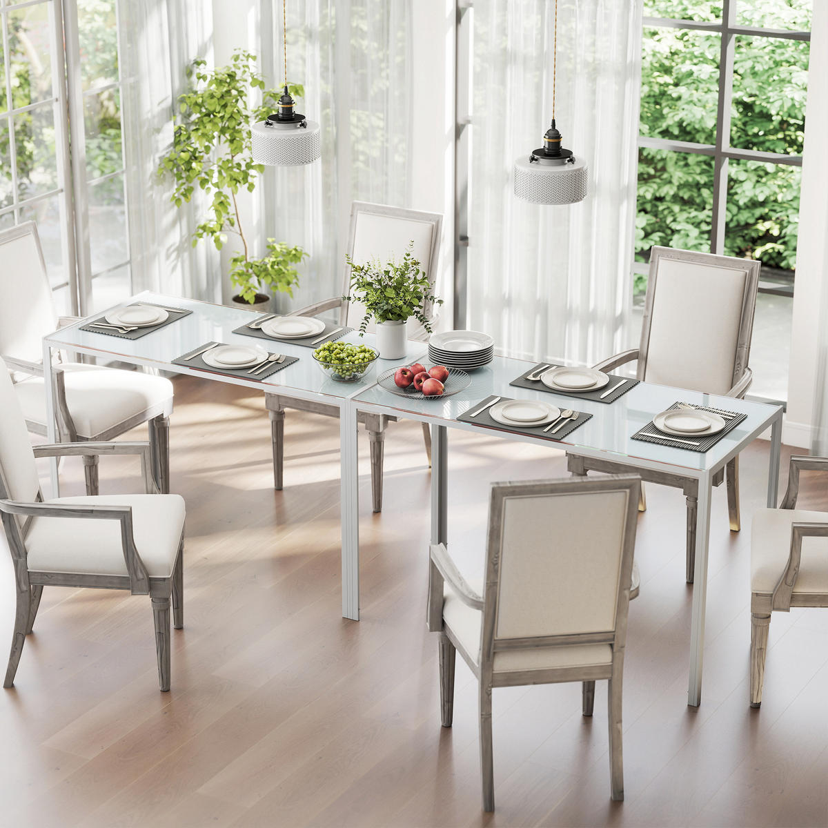 ESSTISCH Küchentisch großer, modernes Design, 120 cm x 60 cm x 75 cm, Weiß - Ecru, Holzwerkstoff (120/60/75cm)