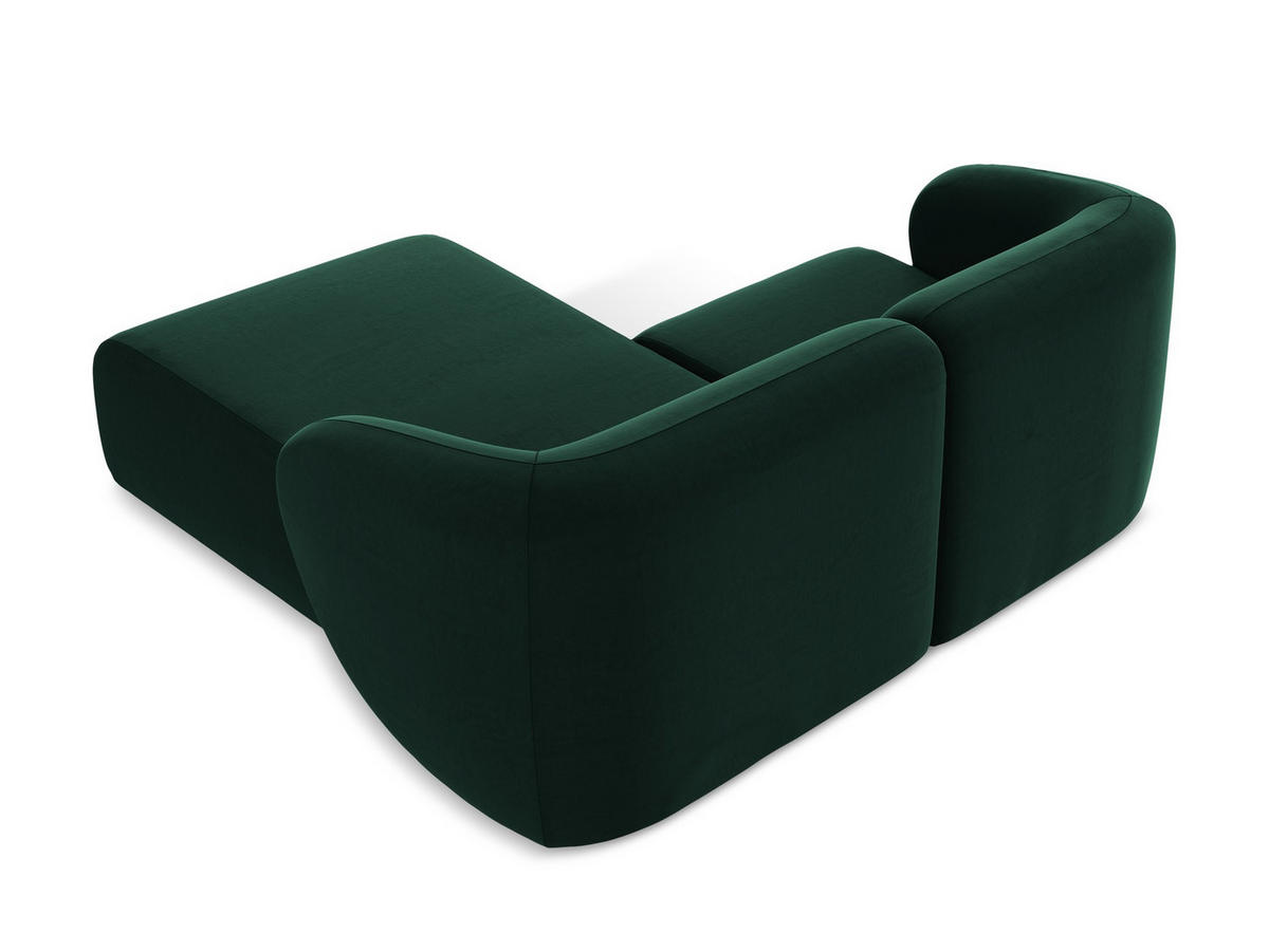 ECKSOFA Rechts Samt Stoff Grün - Dunkelgrün/Schwarz, Holzwerkstoff/Kunststoff (178/166cm) - Makamii