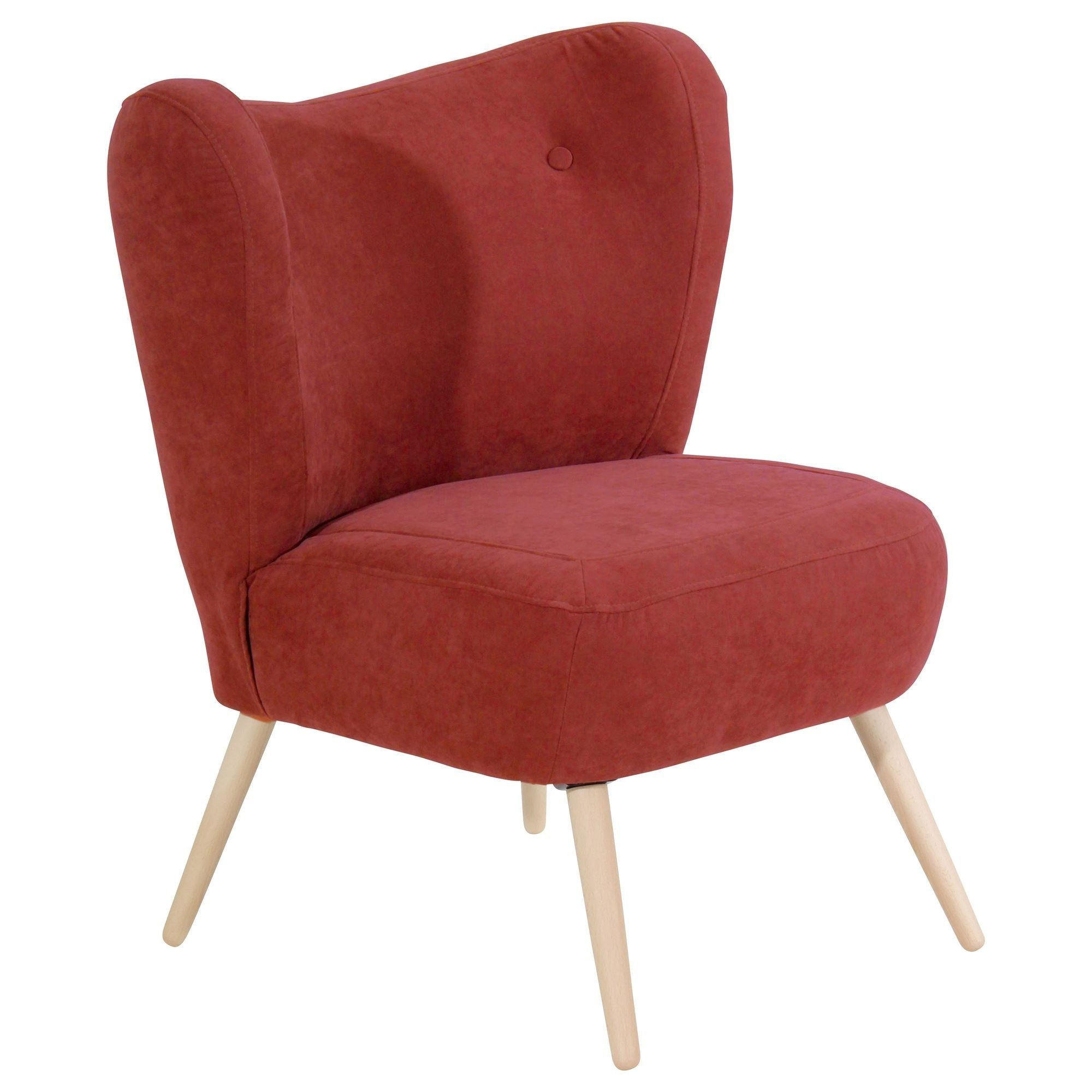SESSEL Kathy Bezug Veloursstoff Buche natur / terracotta - Rot, Kunststoff (70/86/69cm) - 58aufmkessel