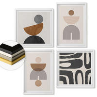WANDBILDER 4er-Set - 50x50 cm & 40x60 cm Weißer Rahmen - Abstraktes Boho-Design - Weiß, Kunststoff (50/50cm) - ArtPrintCave
