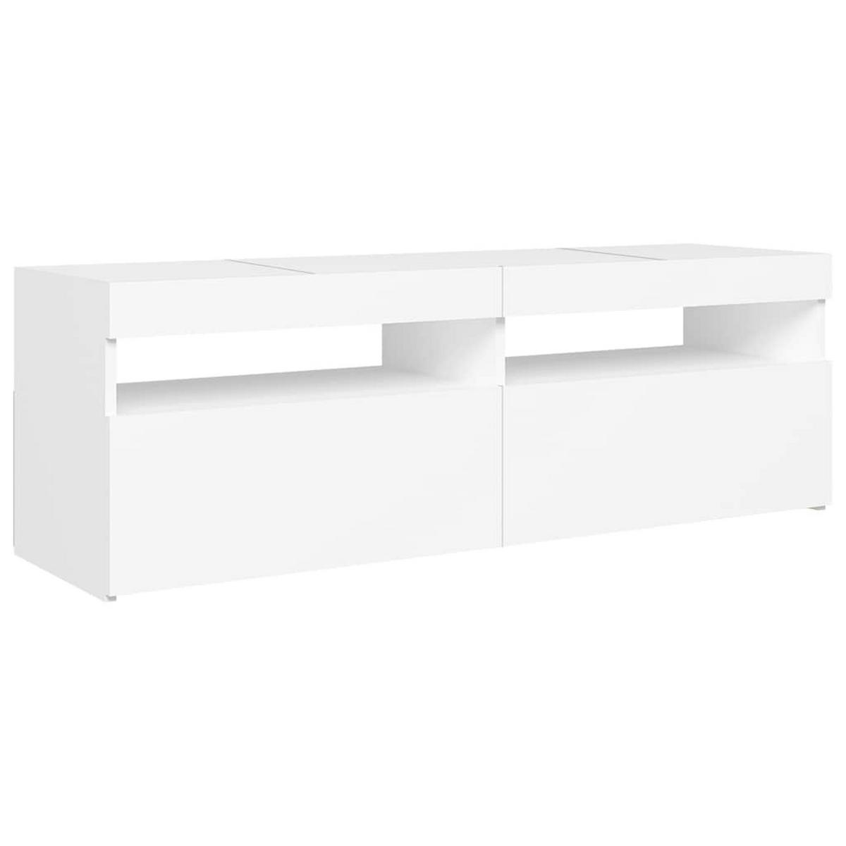 TV-SCHRANK Mit Led-Leuchten Weiss 120/35/40 Cm - Weiß, Holzwerkstoff (34/40/70cm) - vidaXL