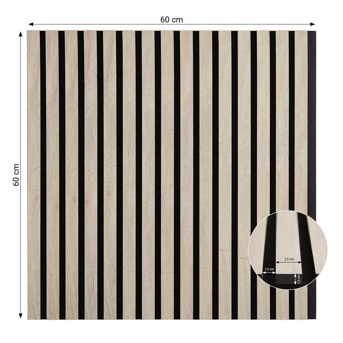 AKUSTIKPANEEL 60/60 cm 1 Stück Grau - Grau, Holz (60/60/2cm) - Homestyle4u