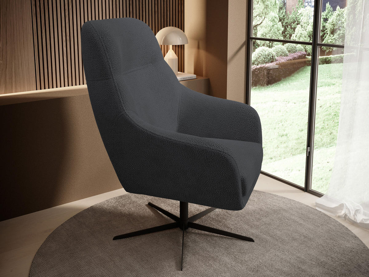 RELAXSESSEL Collection Drehstuhl CUBO – komfortabel, drehbar, modernes Design, 76x97x76 cm, Farbe - Anthrazit/Schwarz, Holz/Textil (76/97/76cm) - DomoHome