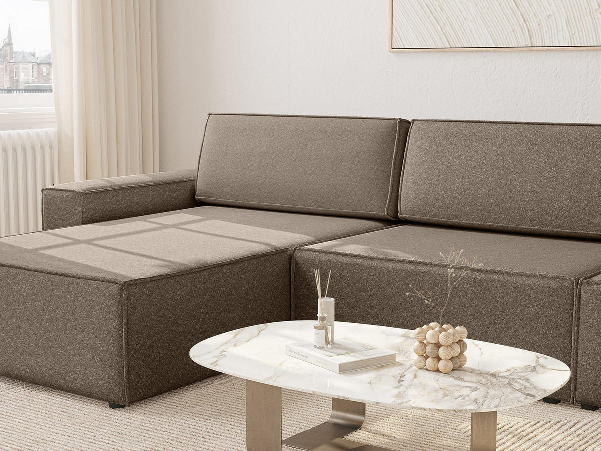 ECKSOFA Lummo Re mit Schlaffunktion, Braun - Braun, Textil (323/185cm) - Fedve