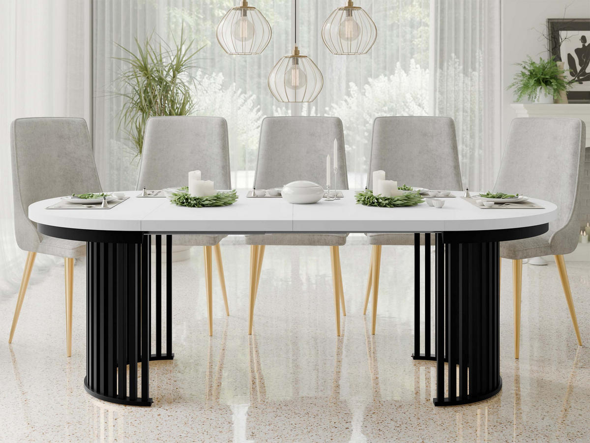 ESSTISCH ausziehbar Komo - Schwarz/Weiß, Holz/Holzwerkstoff (100/100/76cm) - MIRJAN24