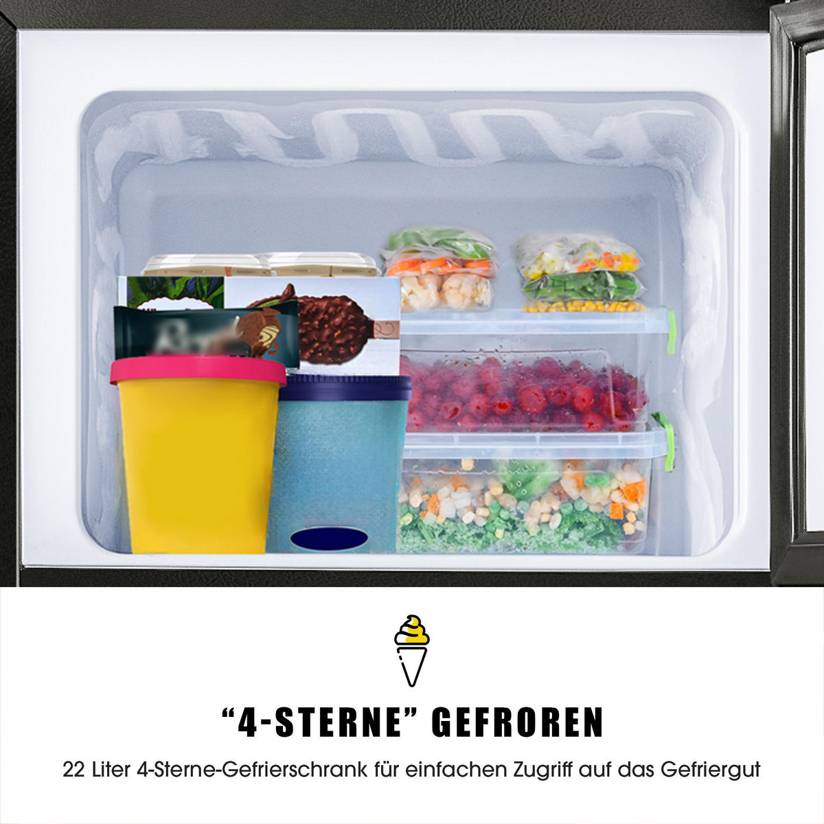 KÜHLSCHRANK 86,8cm Schwarz Doppeltür LED 60L modern - Schwarz, Kunststoff (45.5/42.5/86.8cm) - FLIEKS