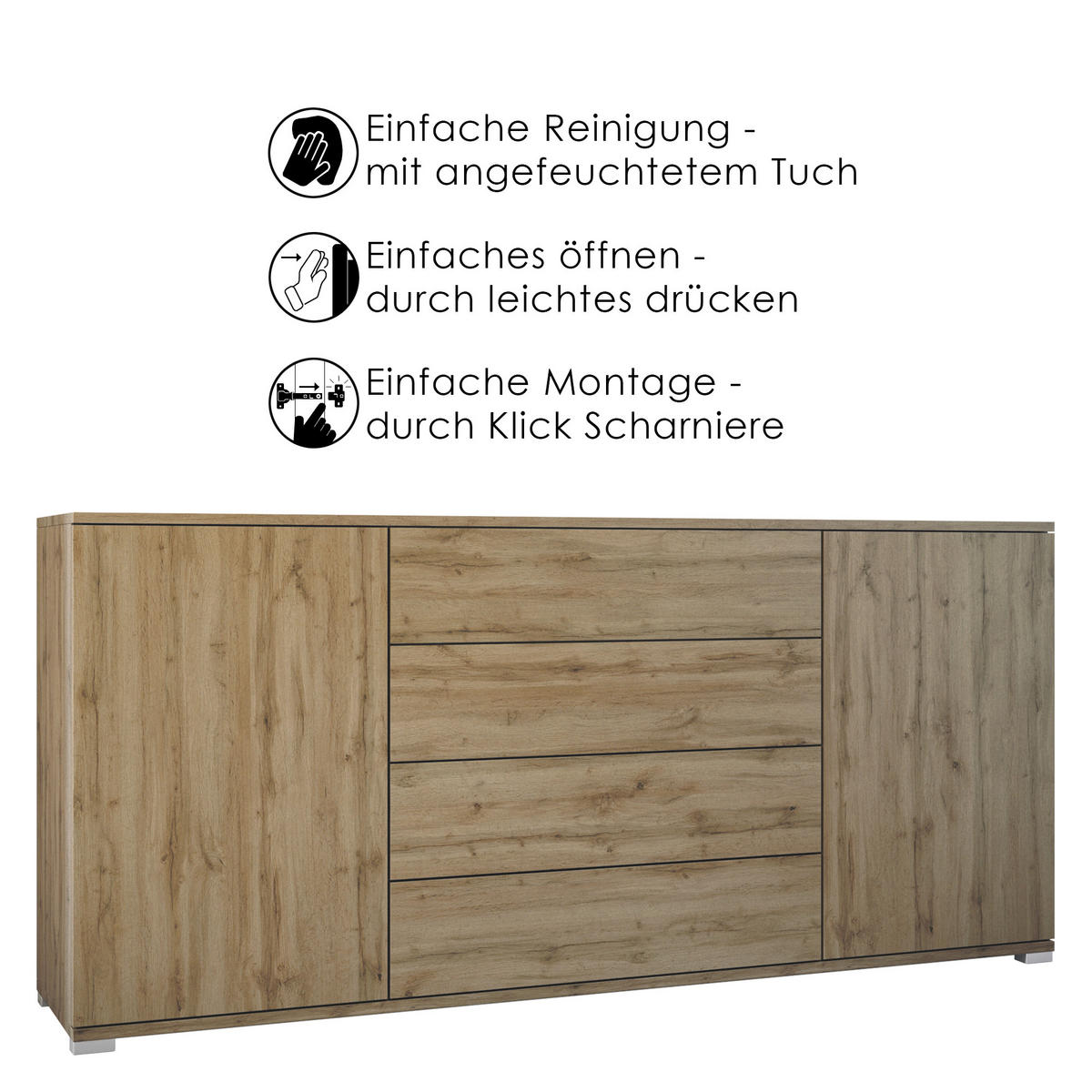 SIDEBOARD Santo Anthrazit matt - Anthrazit, Holzwerkstoff (166.5/75.5/35cm) - Vladon