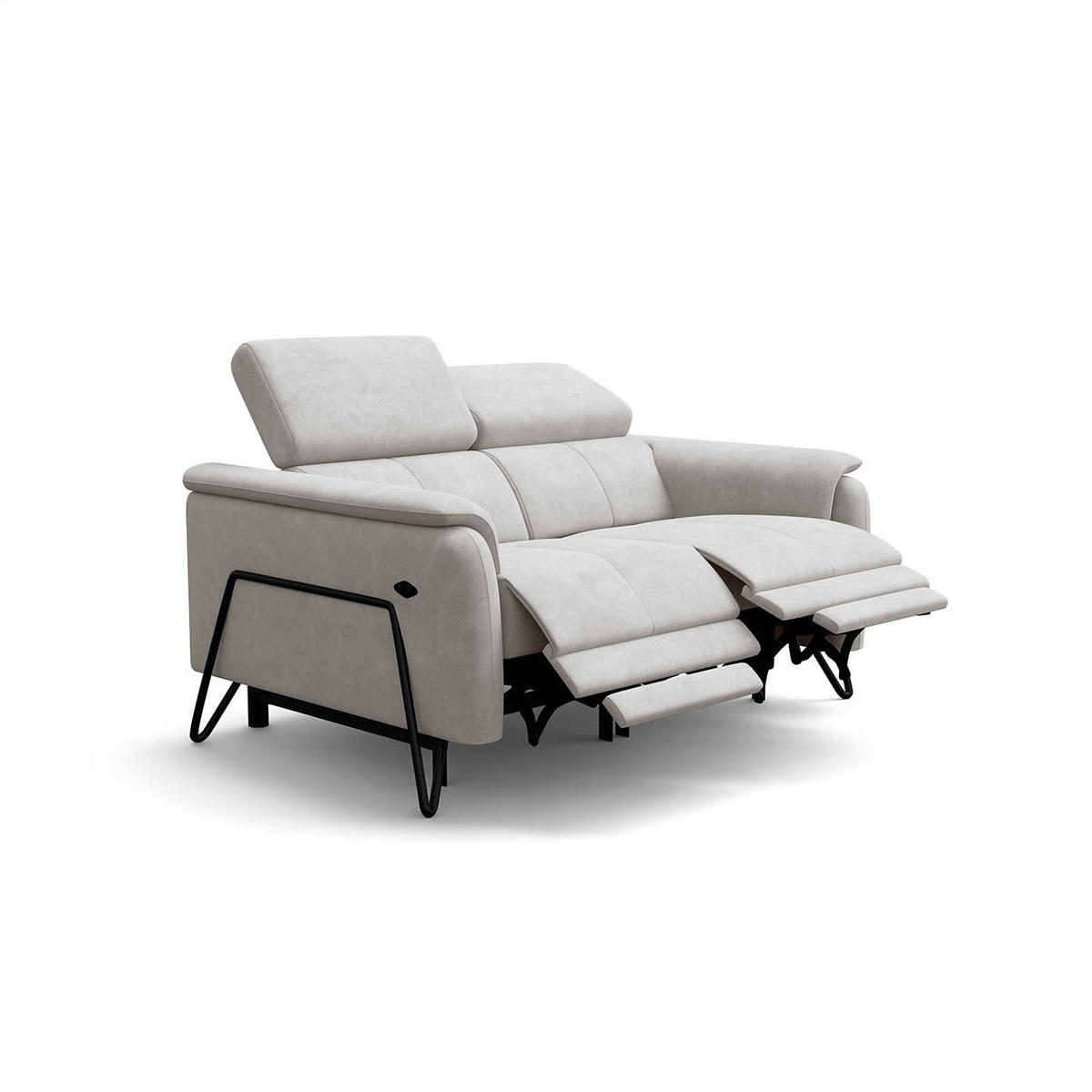 RELAXSOFA RODEN 2-Sitzer mit 2 Relax, creme, Veloursstoff - Creme, Holz/Textil (148/82/103cm) - Wozimo