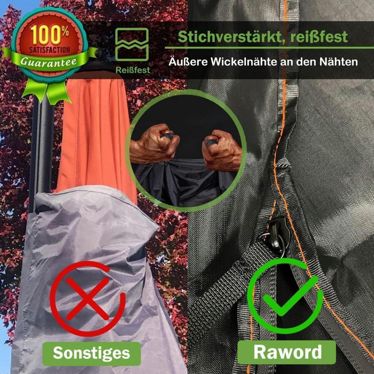 AMPELSCHIRM Schutzhülle mit Stab 265 cm wasserdicht UV-beständig - Weiß, Kunststoff (70/265/70cm)