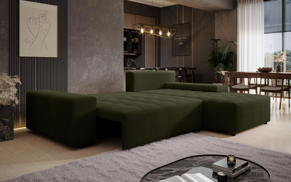 ECKSOFA L Form Alvorada Grau 280/184/88 cm – modernes Sofa fürs Wohnzimmer - Schwarz/Grau, Kunststoff/Textil (280/184cm) - AX Living