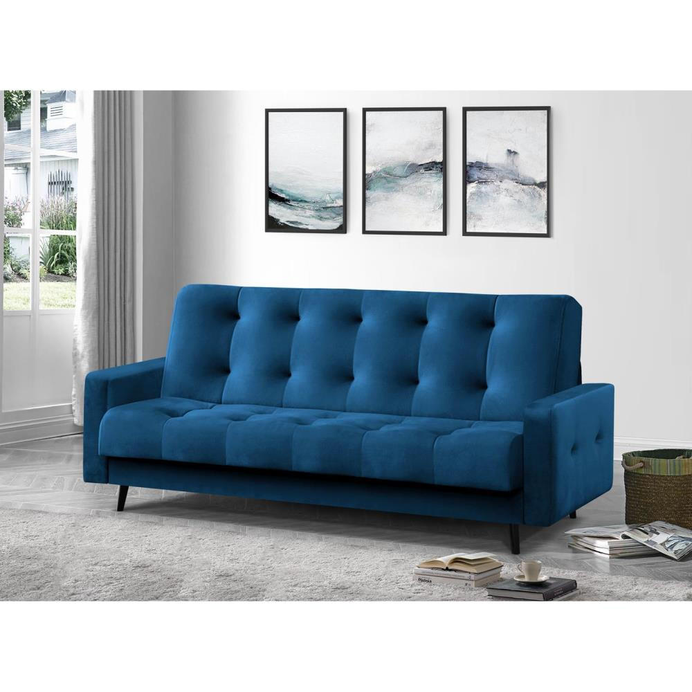 3-SITZER Schlafsofa Nancy Bis dunkelblau - Dunkelblau, Holz/Textil (220/89/93cm) - Beautysofa