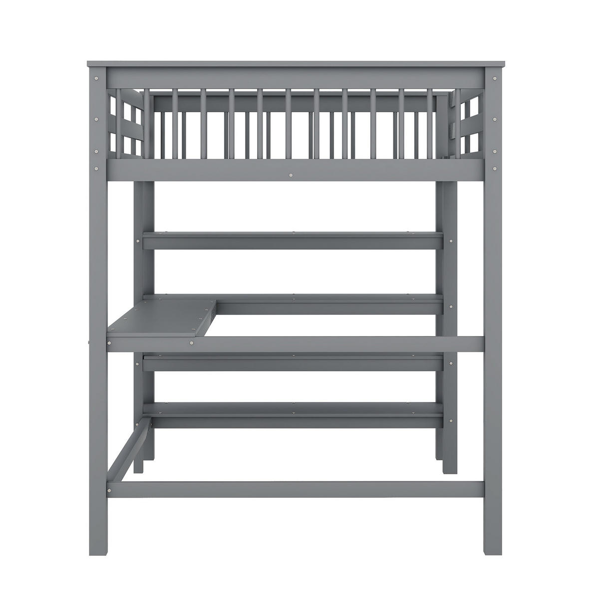 HOCHBETT mit Schreibtisch 140/200 cm in Grau – mit Ablagefächern - Grau, Holz (140/200cm) - BEAOK