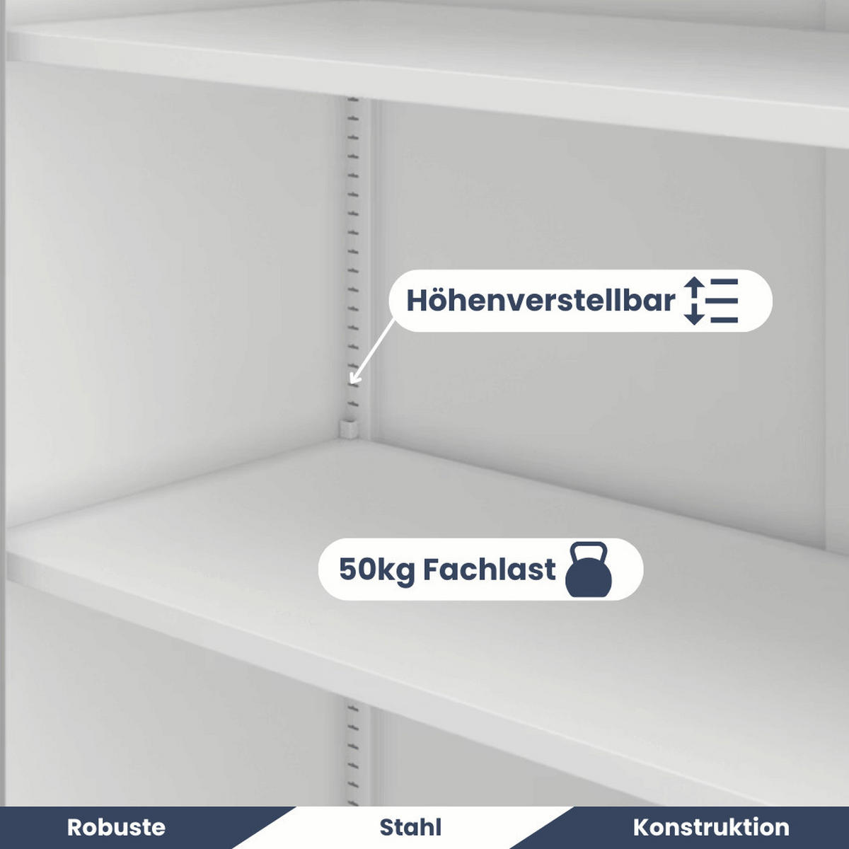 METALLSCHRANK abschließbar KODLI mit Geheimfach 185x90x45cm Weiß - Weiß, Metall (90/185/45cm) - DELUKE