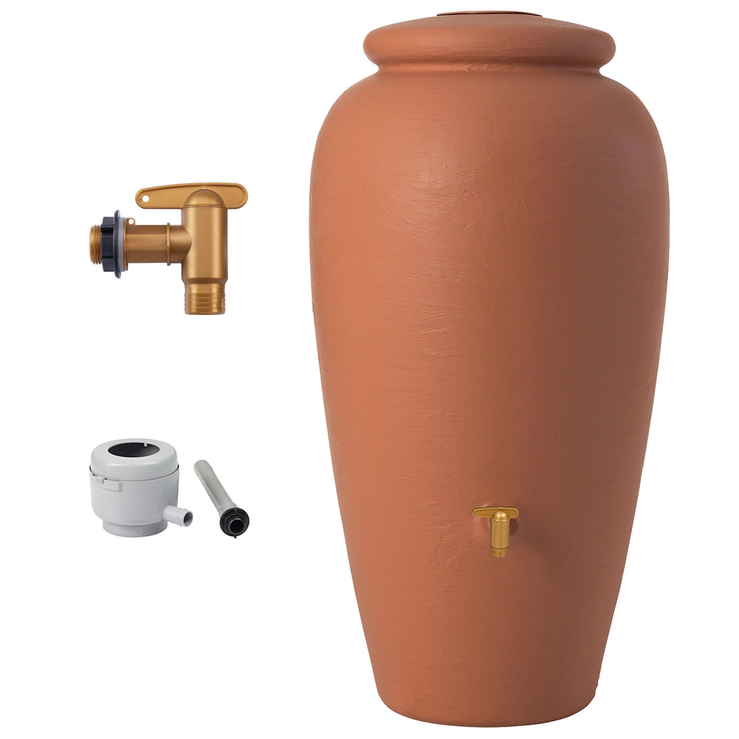 AMPHORE Regentonnen Komplett-Set 240 L kotta - Terracotta, Kunststoff (59/118/59cm) - GARANTIA