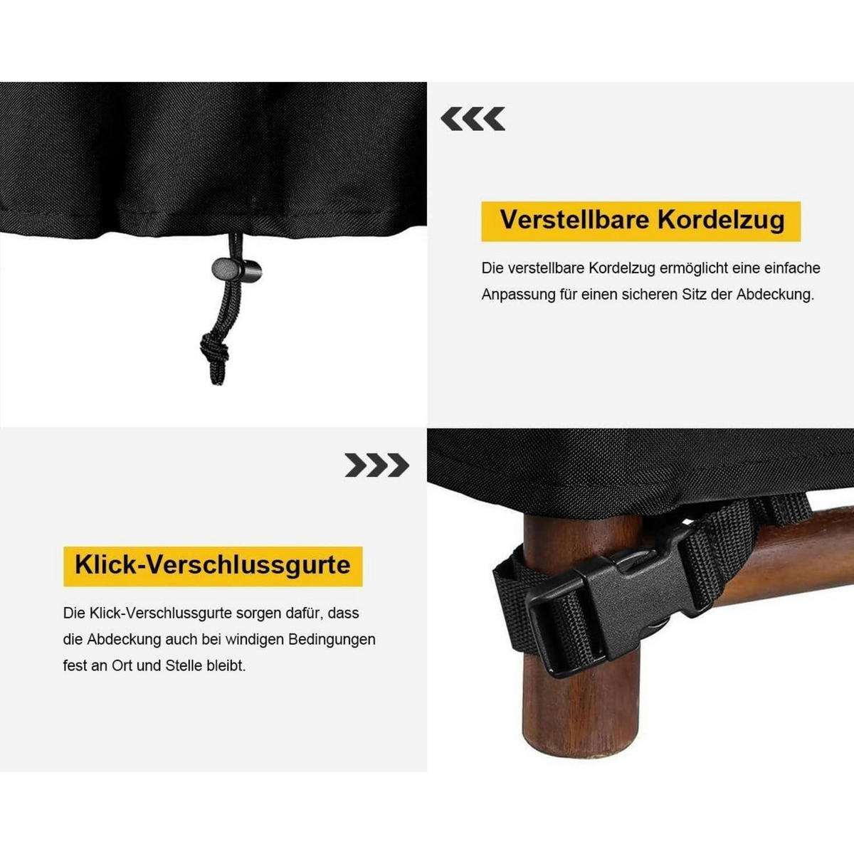 ABDECKUNG für Gartenmöbel rund Ø102x71cm wasserdicht robust - Schwarz, Textil (102/71/102cm)